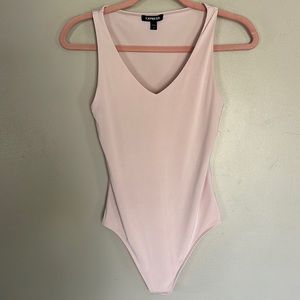 Express Body Contour Silky V Neck Thong Bodysuit - XS